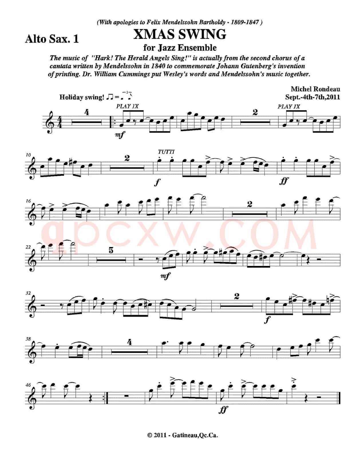 XMAS SWING（第一中音萨克斯分谱）