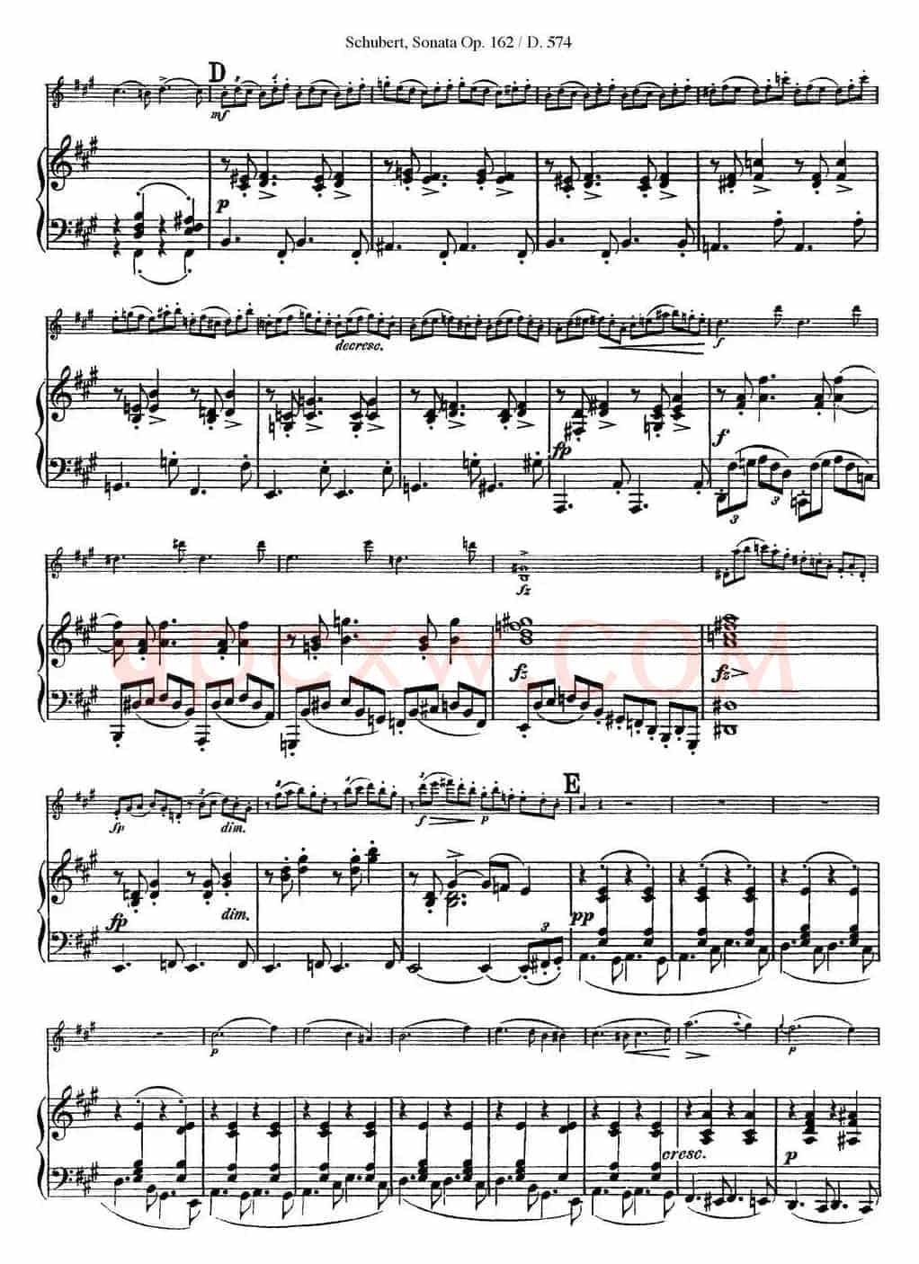 Violin Sonata in A major Op.162 D.574（小提琴+钢琴伴奏）