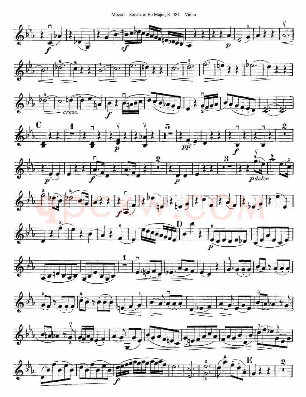 Violin Sonata in Eb Major K.481