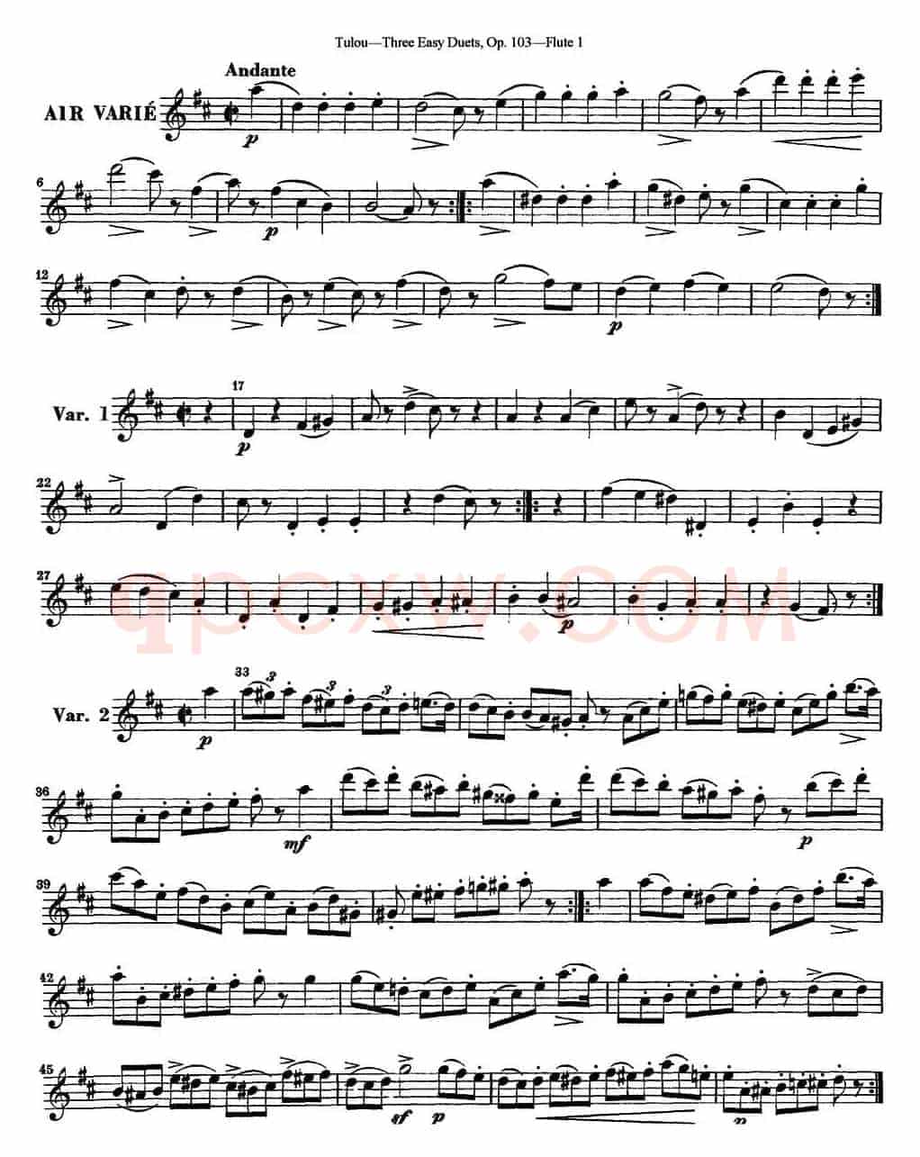 图露三首长笛简易重奏曲Op.103（Flute 1）（NO.1）