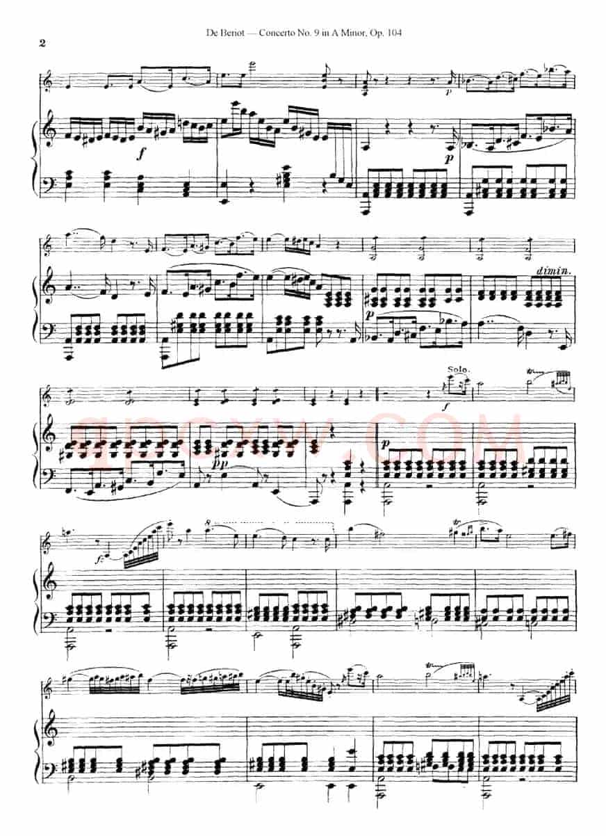 Beriot《Concerto No.9 in A Minor》Op.104（贝里奥《A小调第九小提琴协奏曲》Op.104、小提琴+钢琴伴奏）