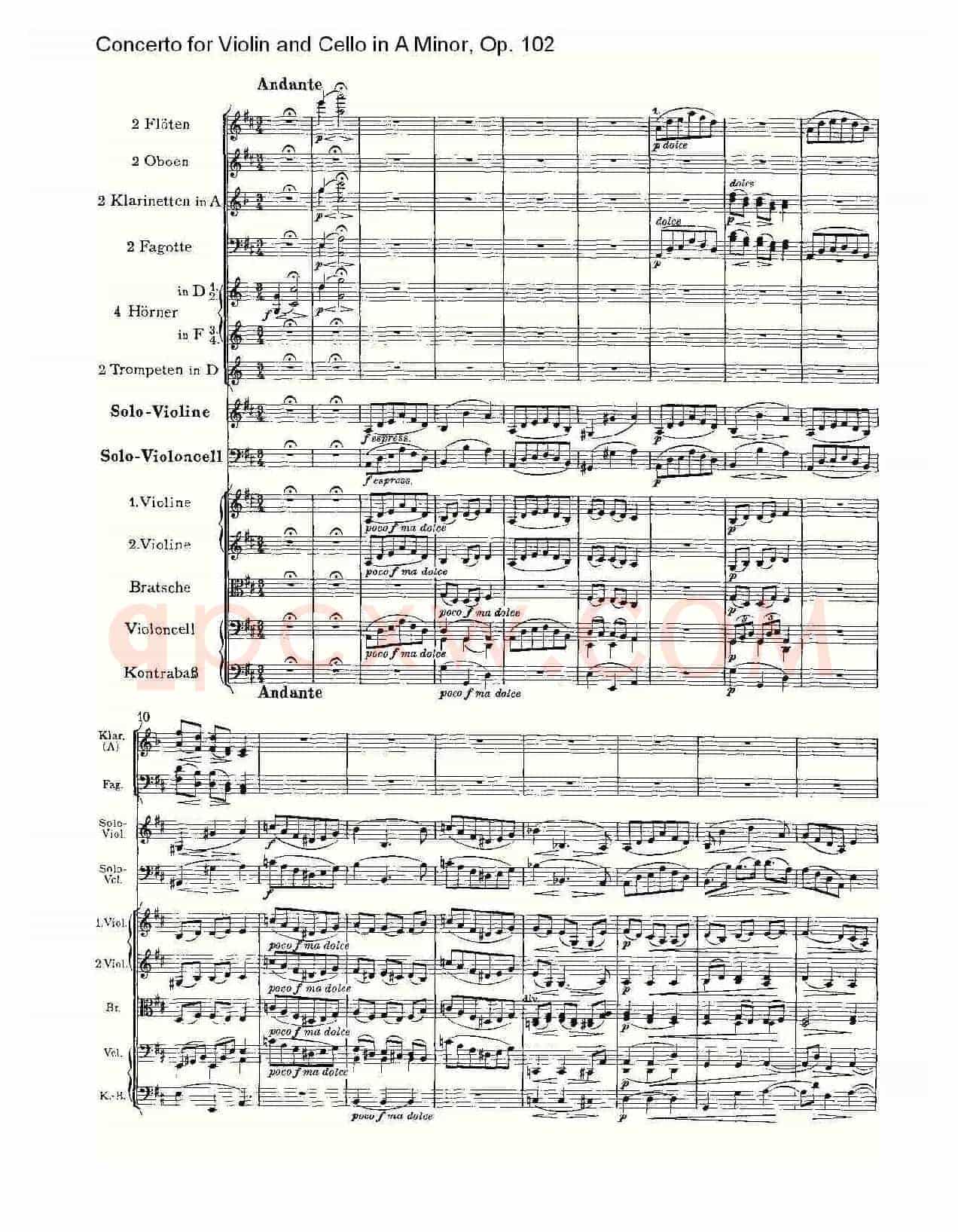 A小调小提琴与大提琴协奏曲, Op.102第二乐章
