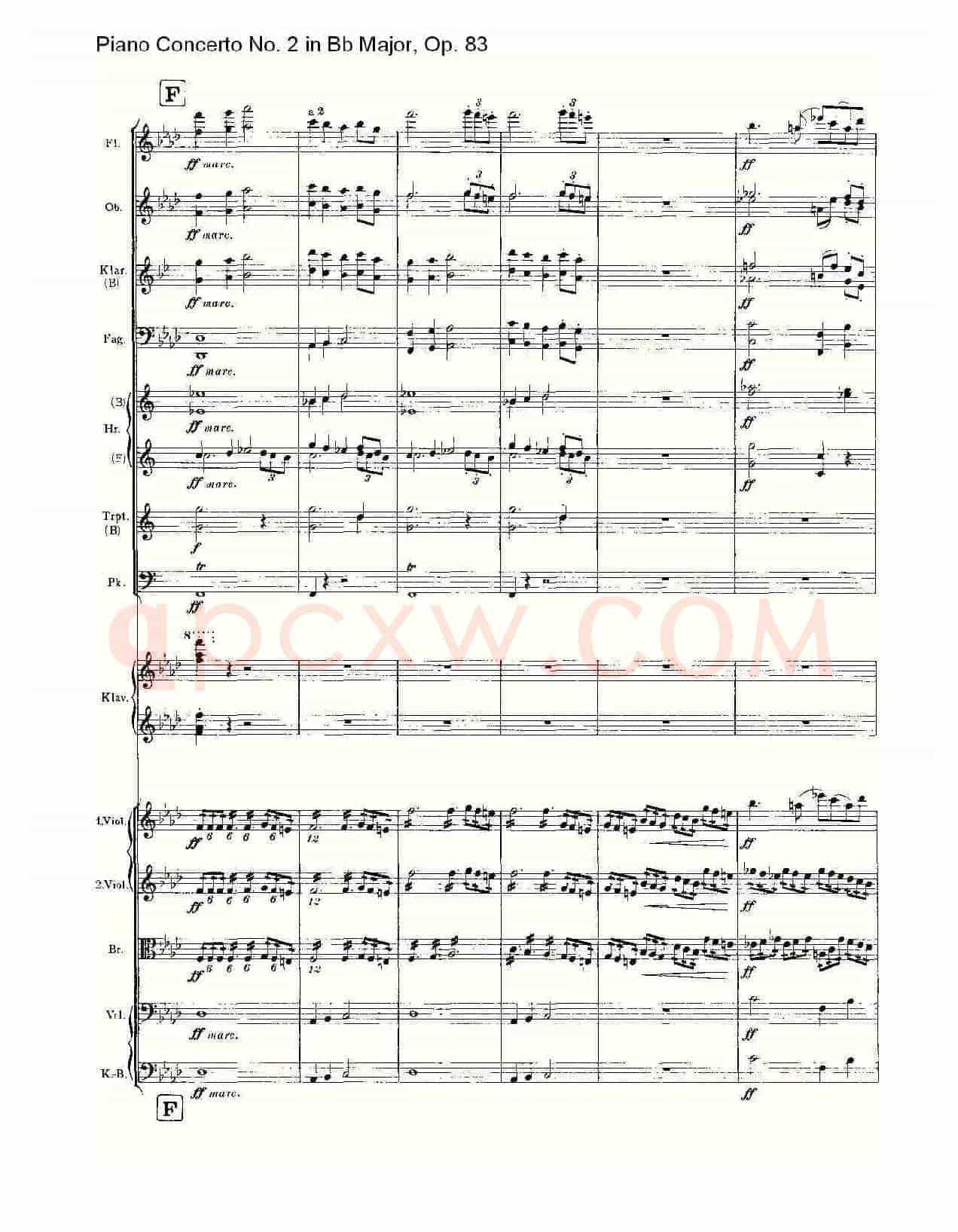 Bb大调钢琴第二协奏曲, Op.83第一乐章(一)