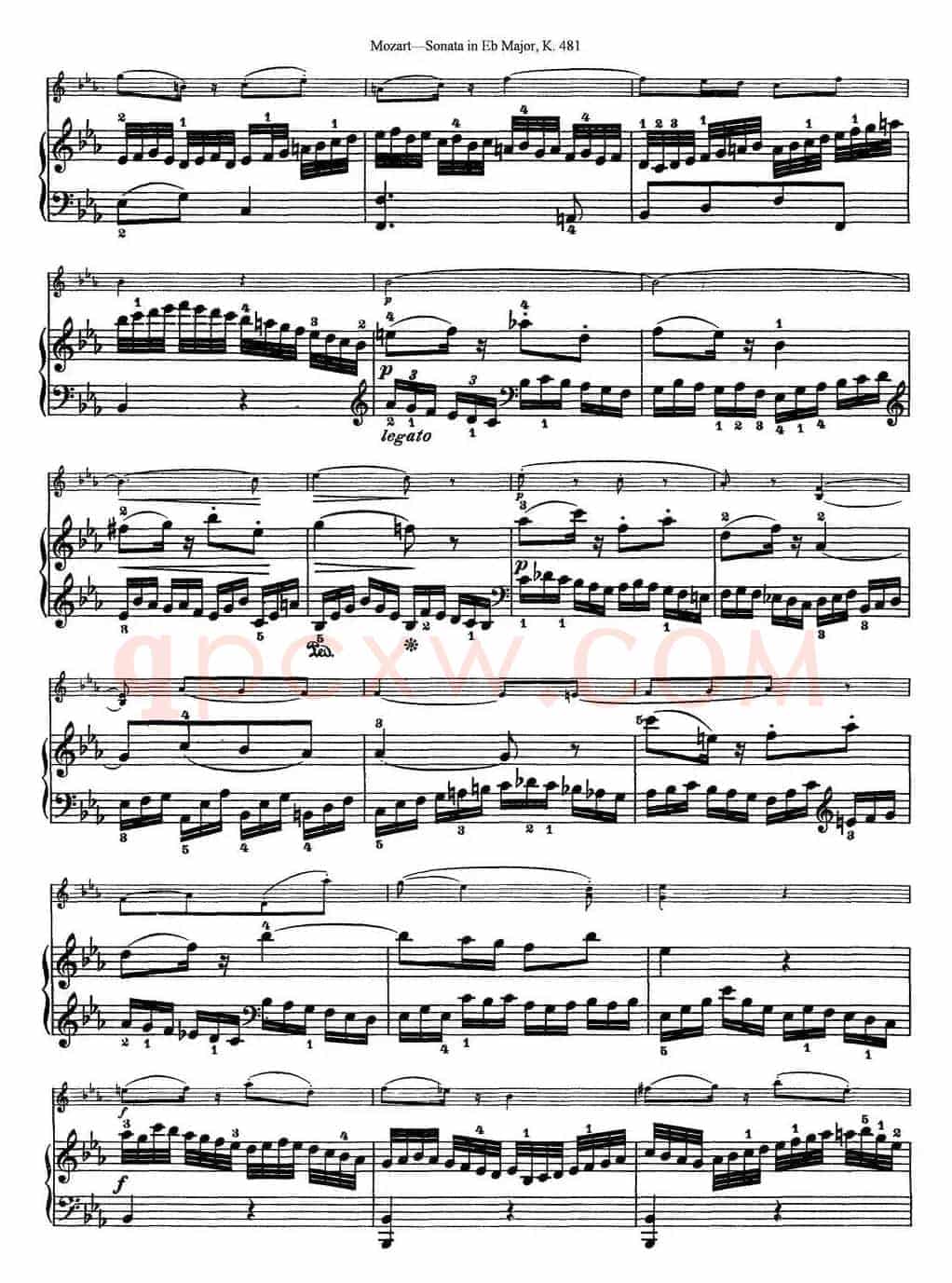 Violin Sonata in Eb Major K.481（小提琴+钢琴伴奏）