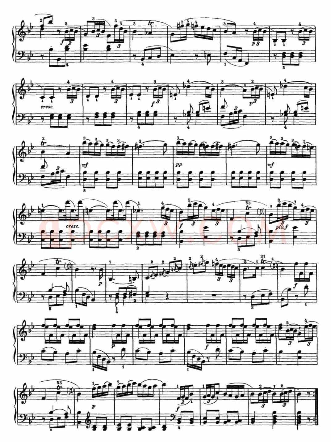 海顿 钢琴奏鸣曲 Hob XVI 2 Partita B-flat major