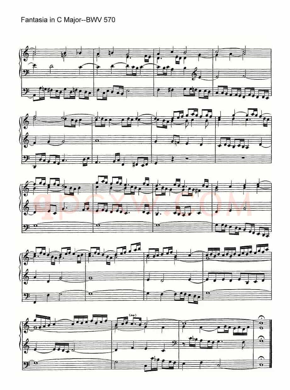 Fantasia in C Major--BWV 570（管风琴谱）