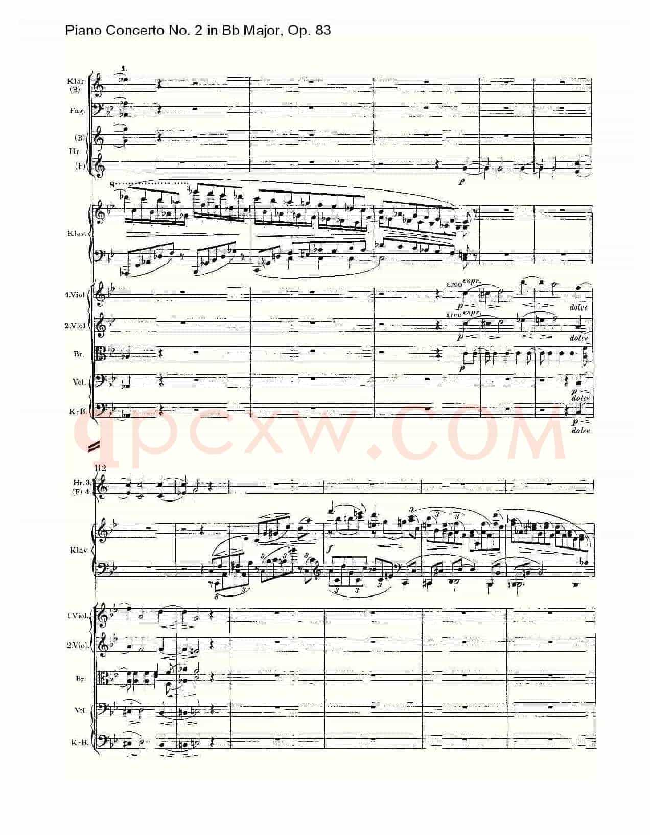 Bb大调钢琴第二协奏曲, Op.83第一乐章(一)