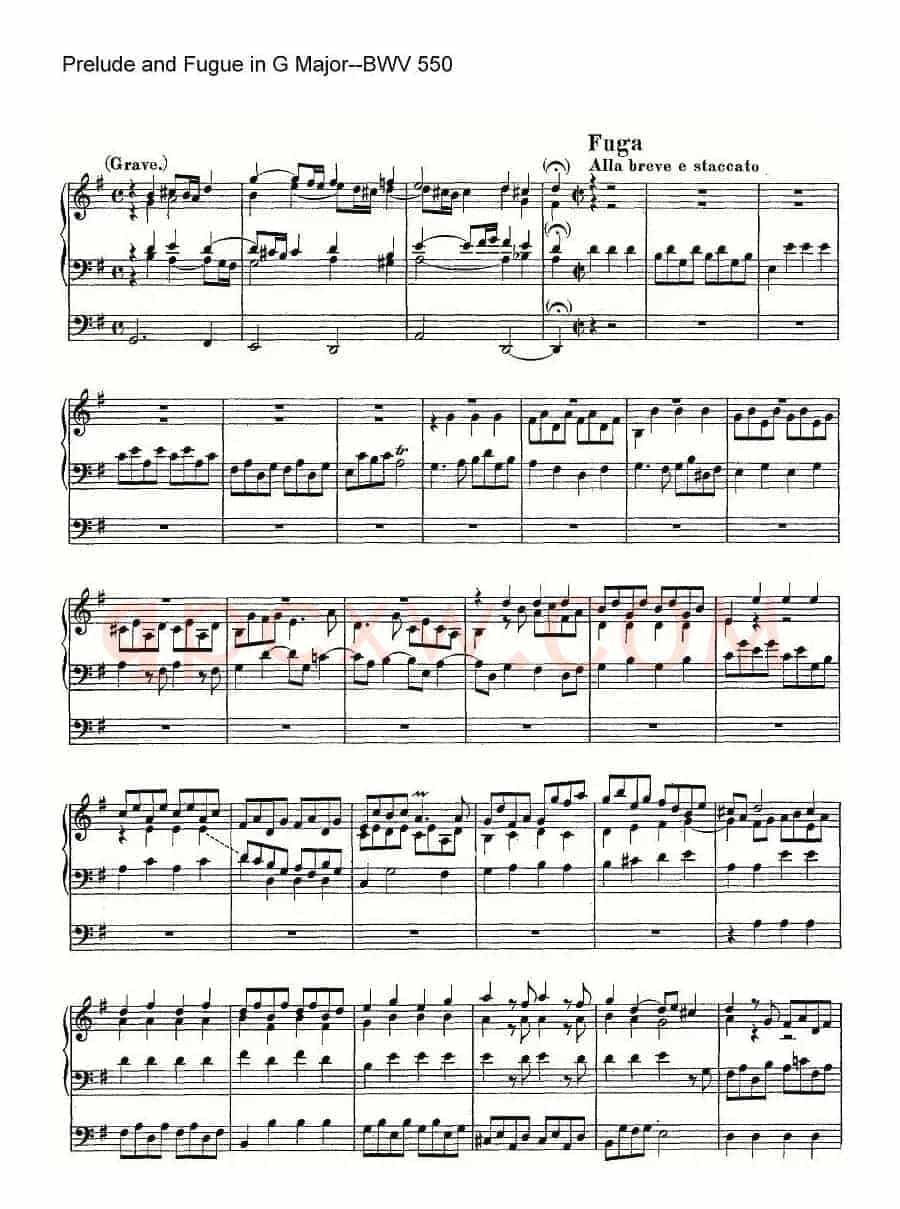 Prelude and Fugue in G Major--BWV 550(管风琴谱)