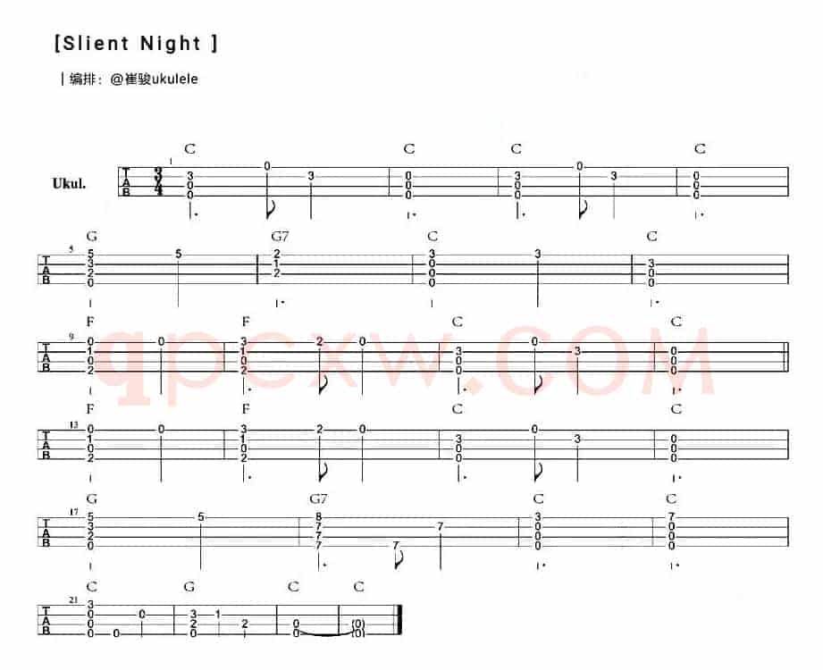 Silent Night（尤克里里指弹谱）