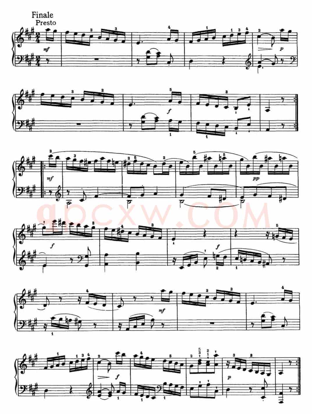 海顿 钢琴奏鸣曲 Hob XVI 26 in A major