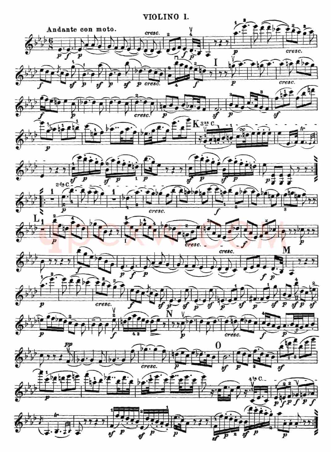 Mozart《Quartet No.16 in Eb Major,K.428》（Violin 1分谱）