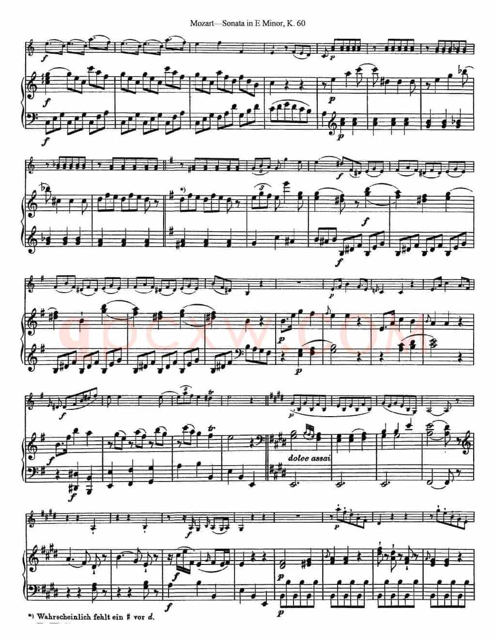 Violin Sonata in E Minor K.60（小提琴+钢琴伴奏）