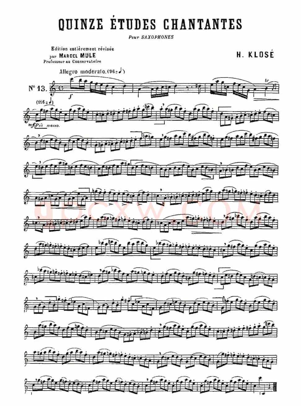Klose Etudes Chantantes Pour Saxophone（练习曲之十三）