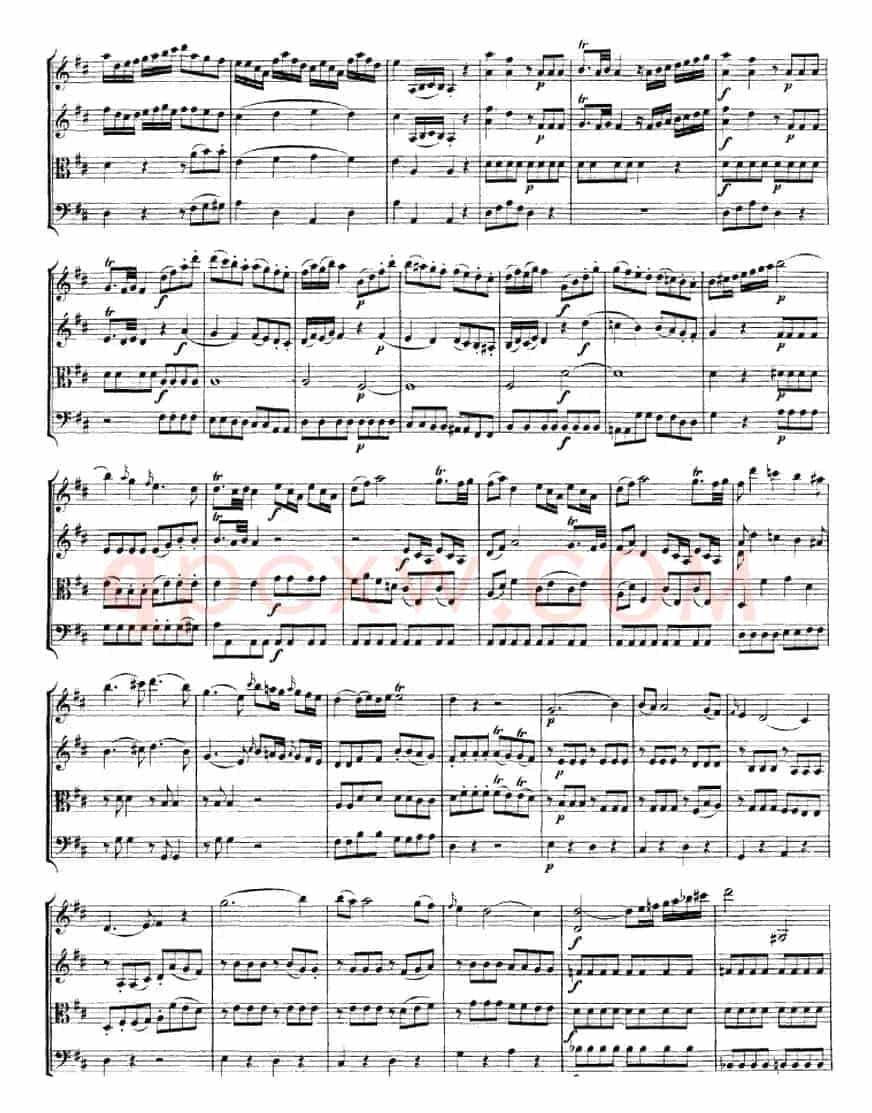 Mozart《Quartet No.2 in D Major,K.155》（总谱）