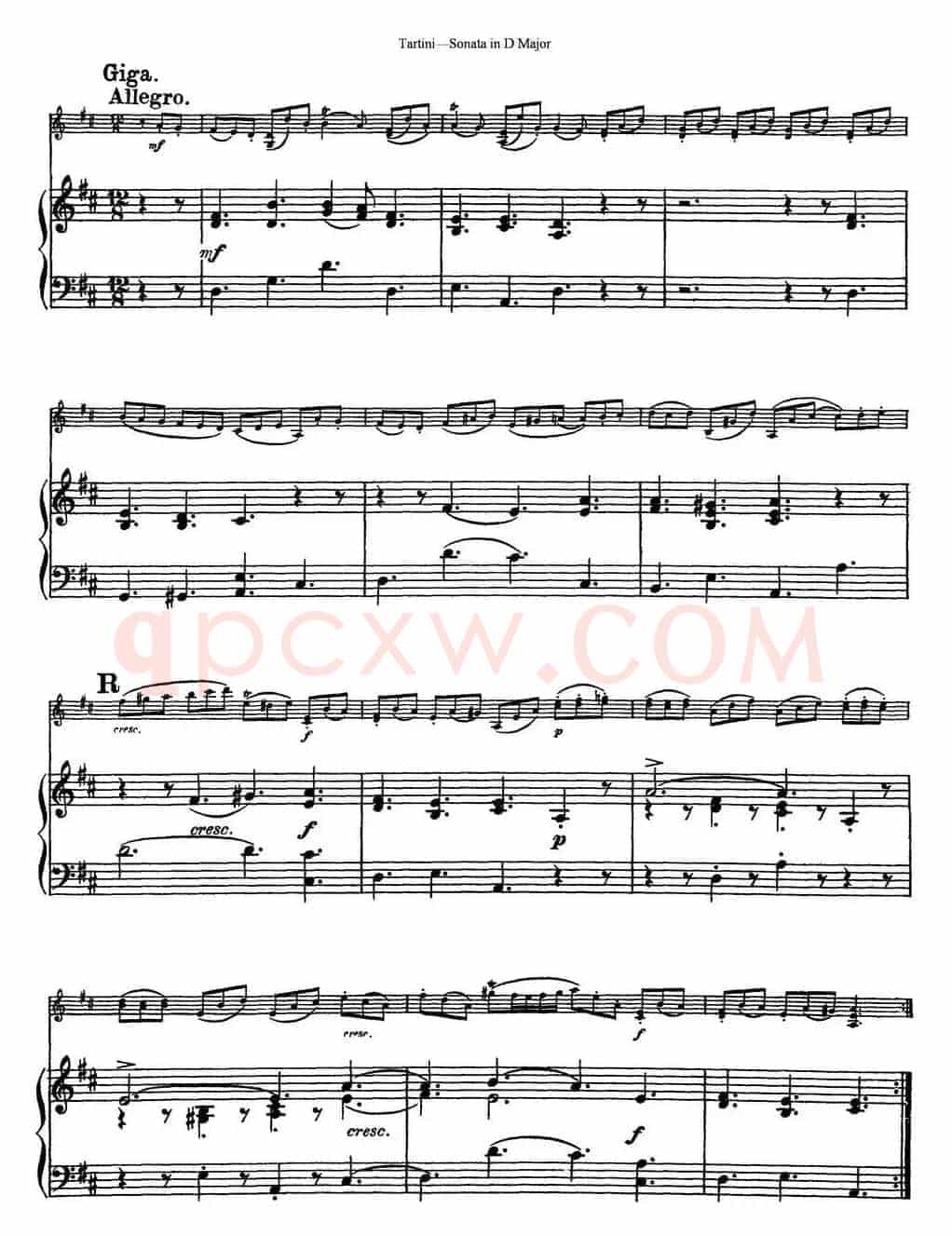 Violin Sonata in D Major（小提琴+钢琴伴奏）