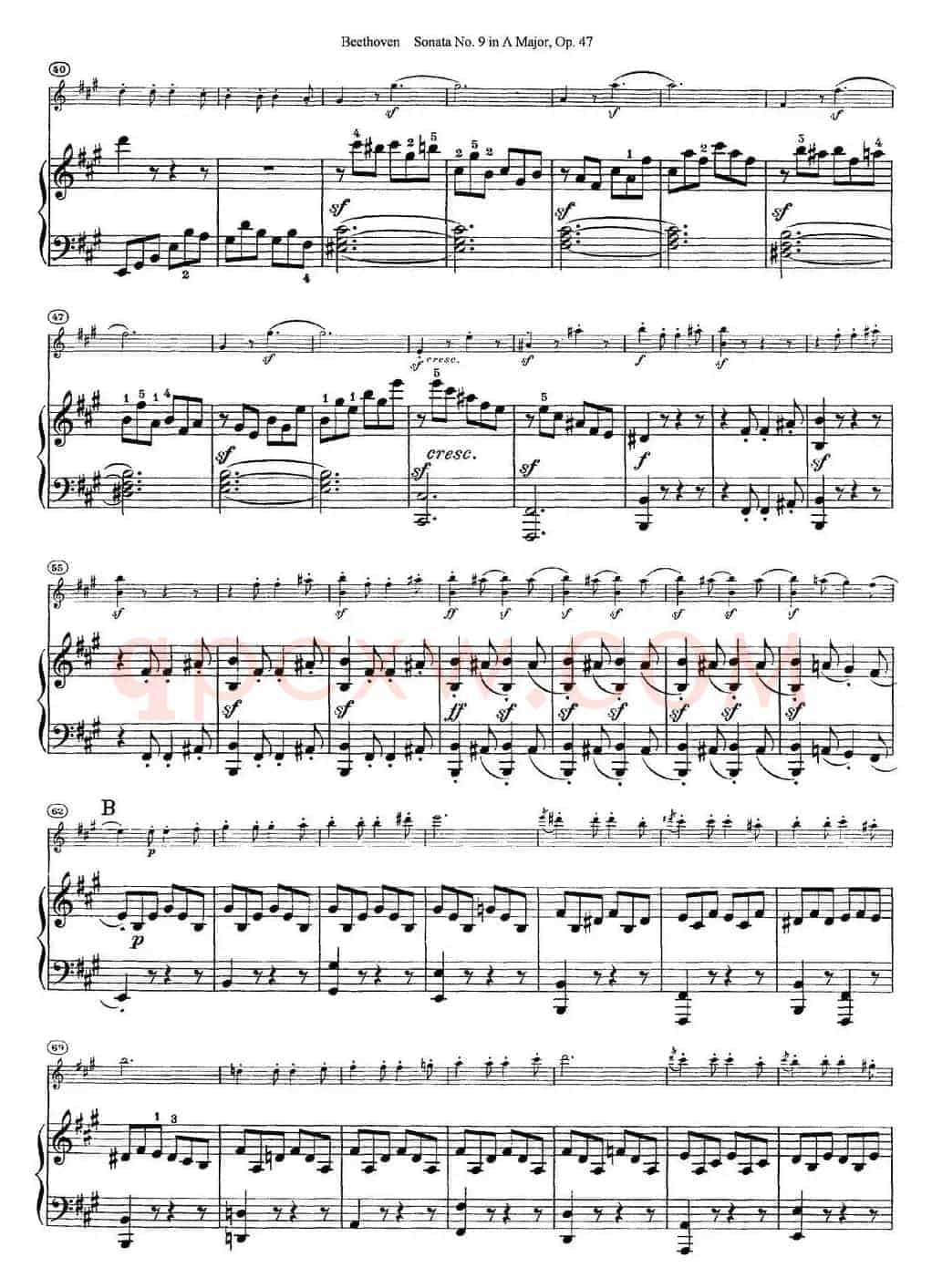 Violin Sonata No.9 in A Major Op.47（小提琴+钢琴伴奏）