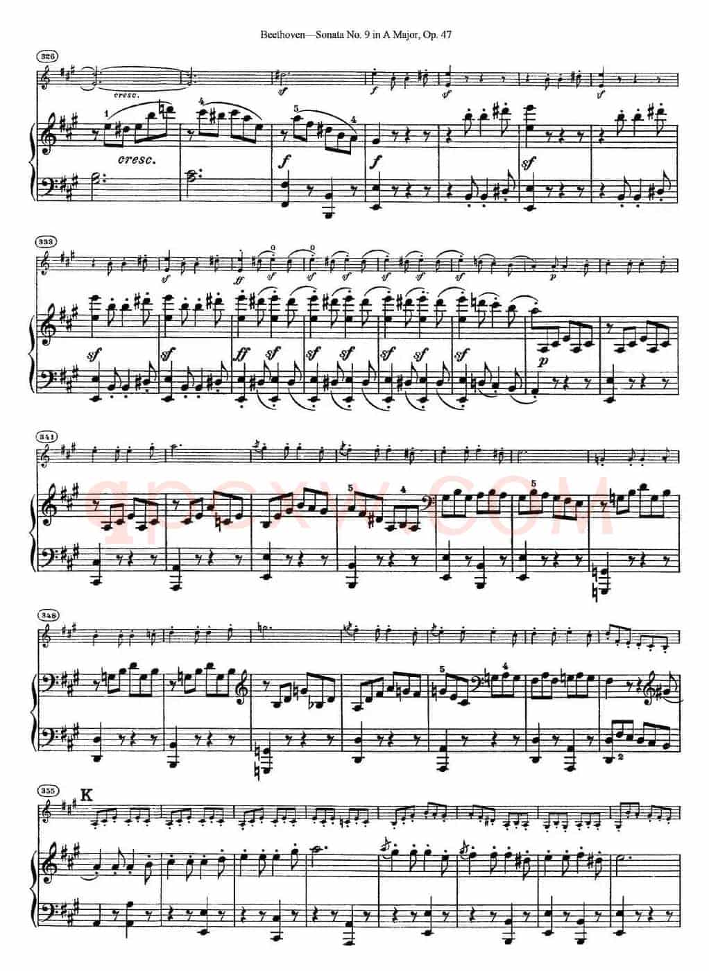 Violin Sonata No.9 in A Major Op.47（小提琴+钢琴伴奏）