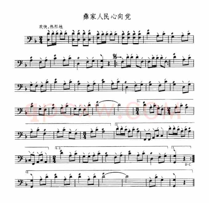 彝家人民心向党（大阮练习简短乐曲）