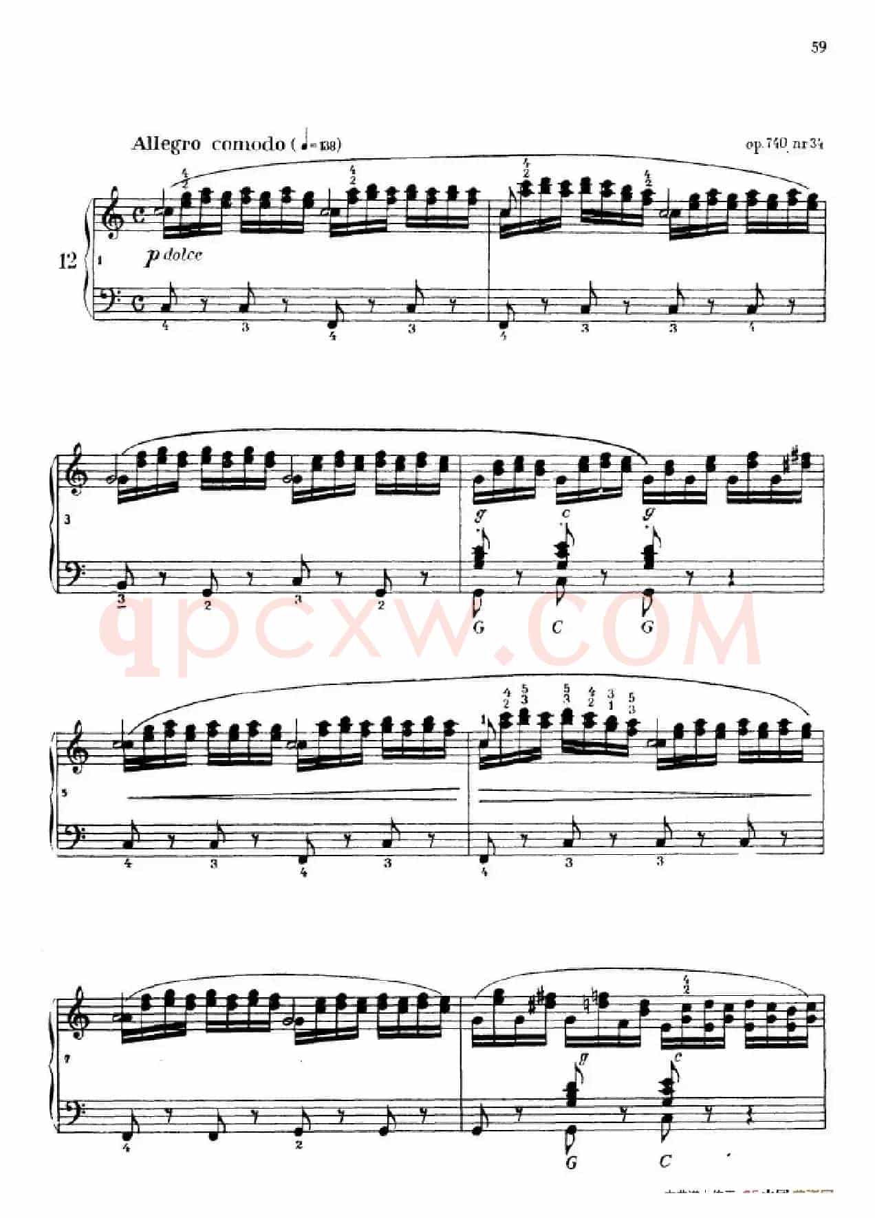 《车尔尼手风琴练习曲集》第Ⅳ册（第12首）