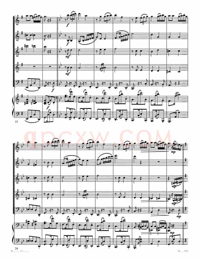 Por Una Cabeza 一步之遥（弦乐五重奏+钢琴伴奏总谱）