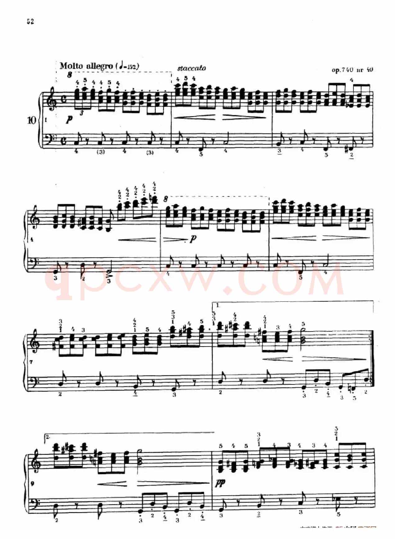 《车尔尼手风琴练习曲集》第Ⅳ册（第10——11首）