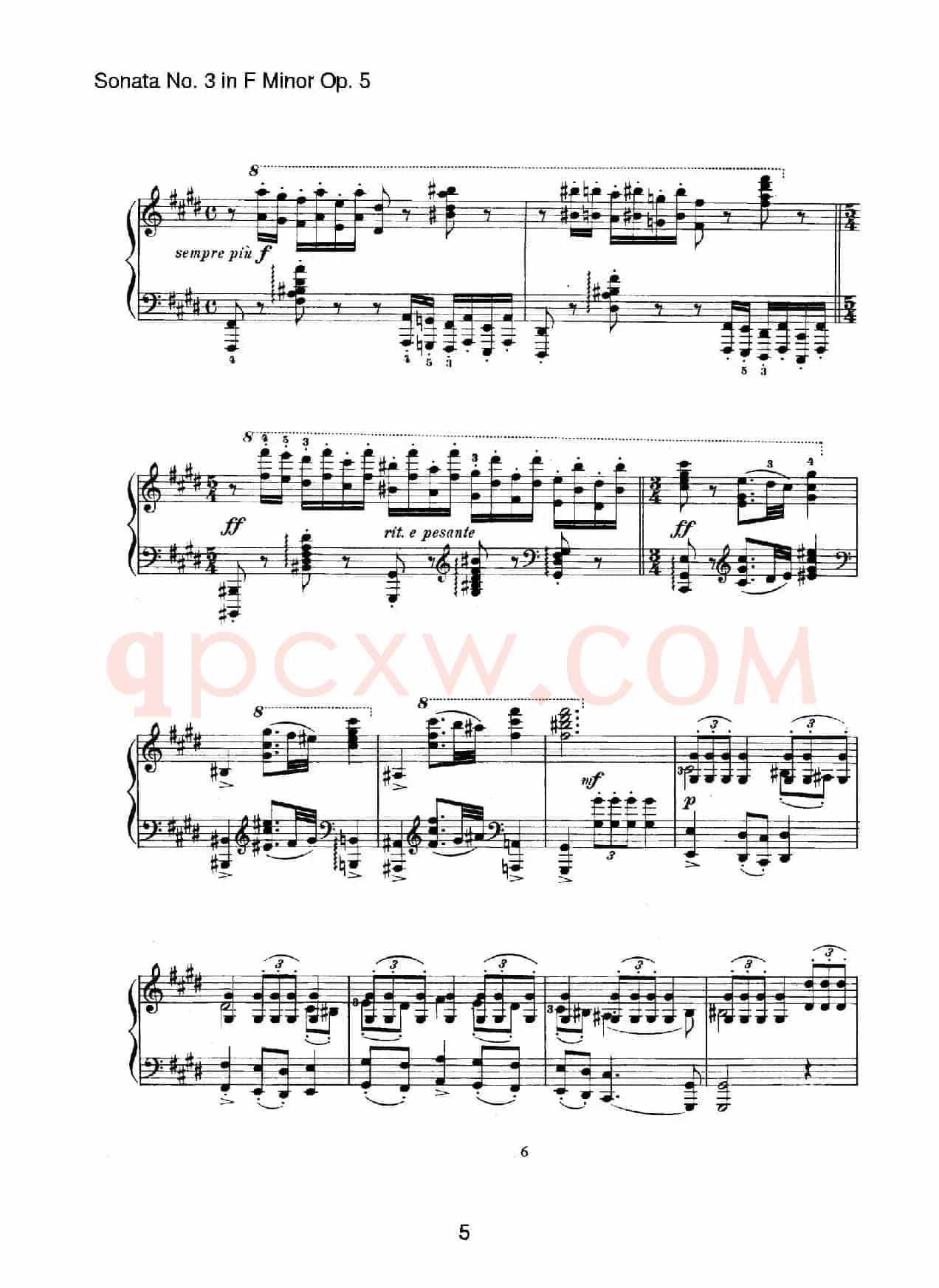 Piano Sonata No.3 in f Minor Op.5(f小调第三钢琴奏鸣曲)
