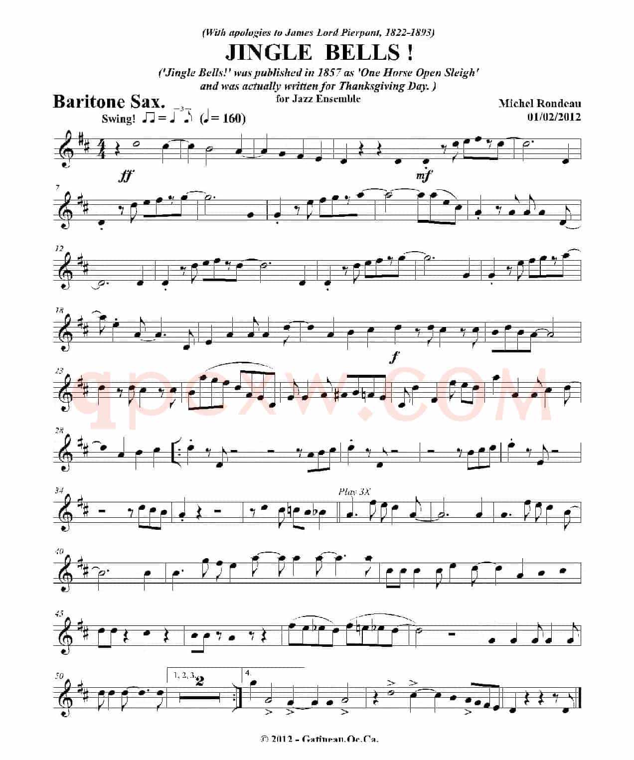 JINGLE BELLS！（上低音萨克斯分谱）