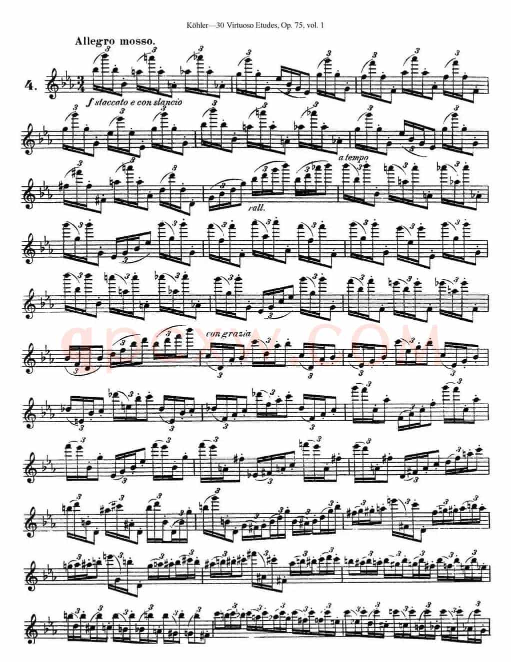 柯勒30首高级长笛练习曲作品75号（NO.4）