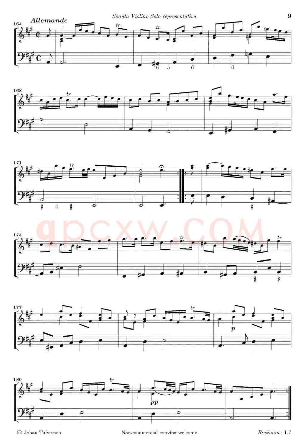Sonata Violino Solo representativa(Violino+Basso Continuo)