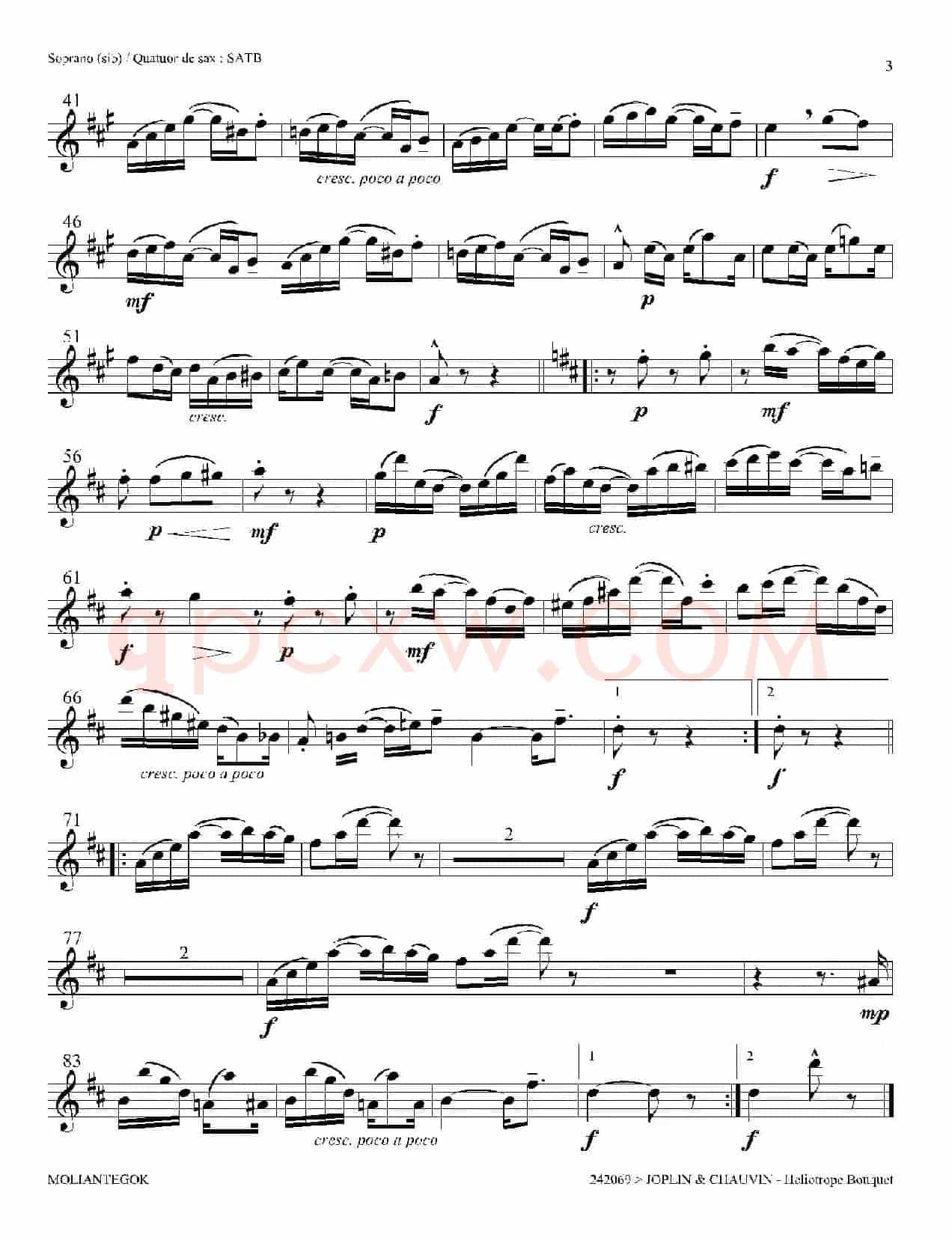 Heliotrope Bouquet（四重奏上低音萨克斯分谱）