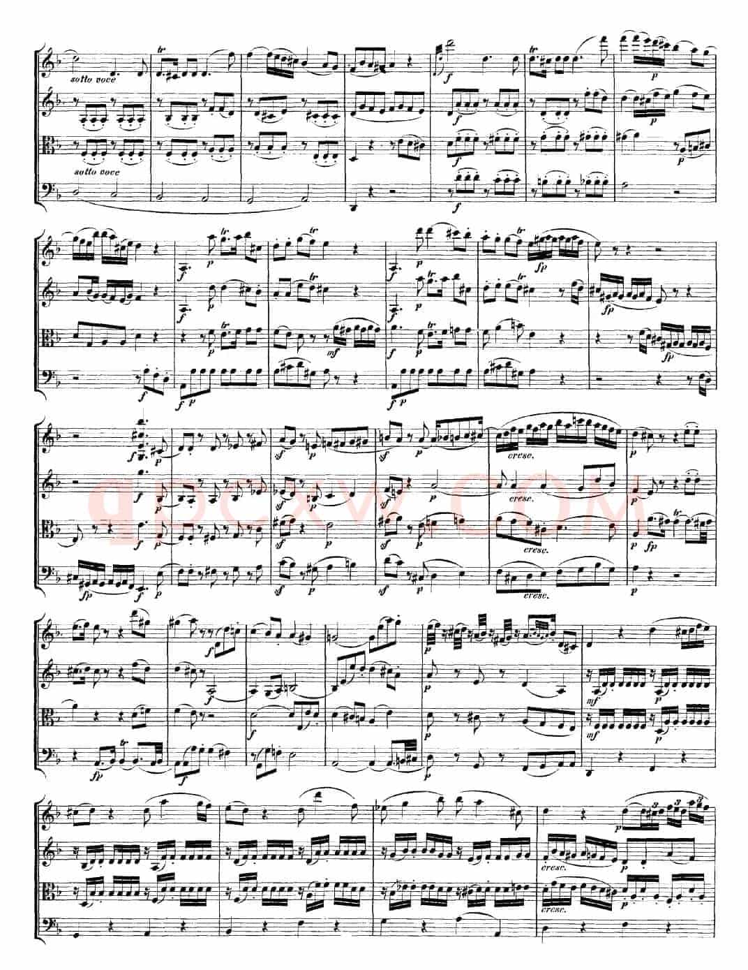 Mozart《Quartet No.15 in D Minor,K.421》（总谱）