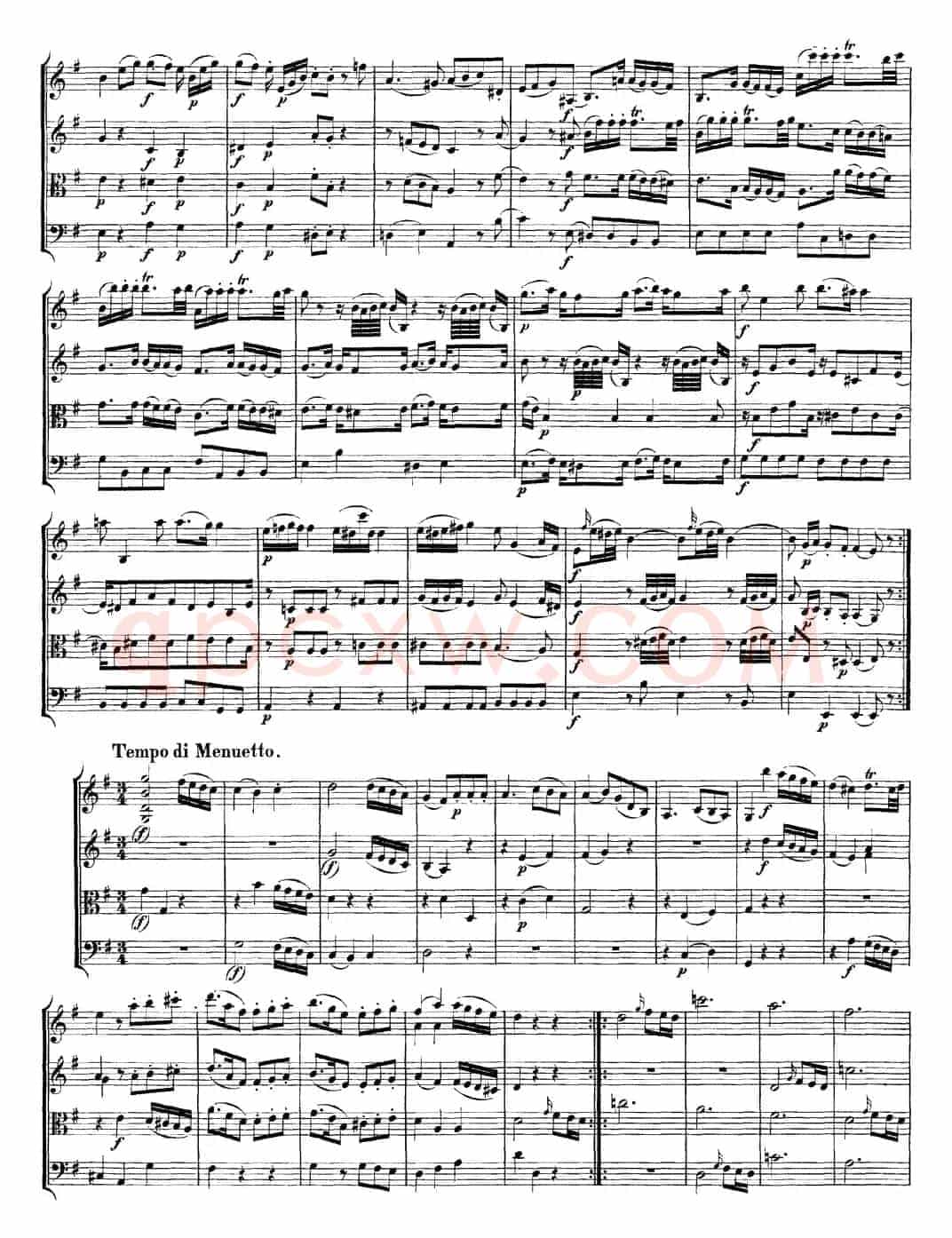 Mozart《Quartet No.3 in G Major,K.156》（总谱）
