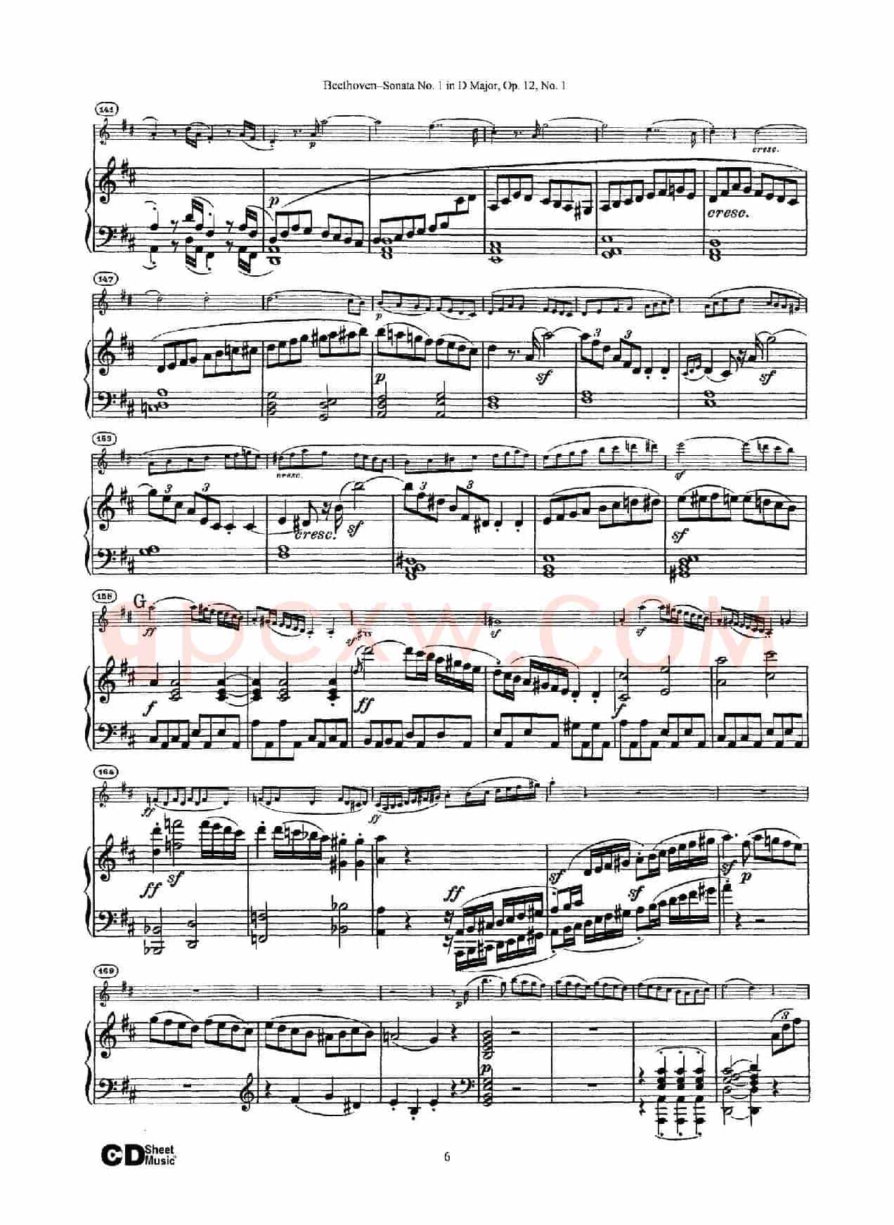 D大调第一小提琴奏鸣曲（Sonata No.1 in D Major Op.12,No.1）（小提琴+钢琴伴奏）