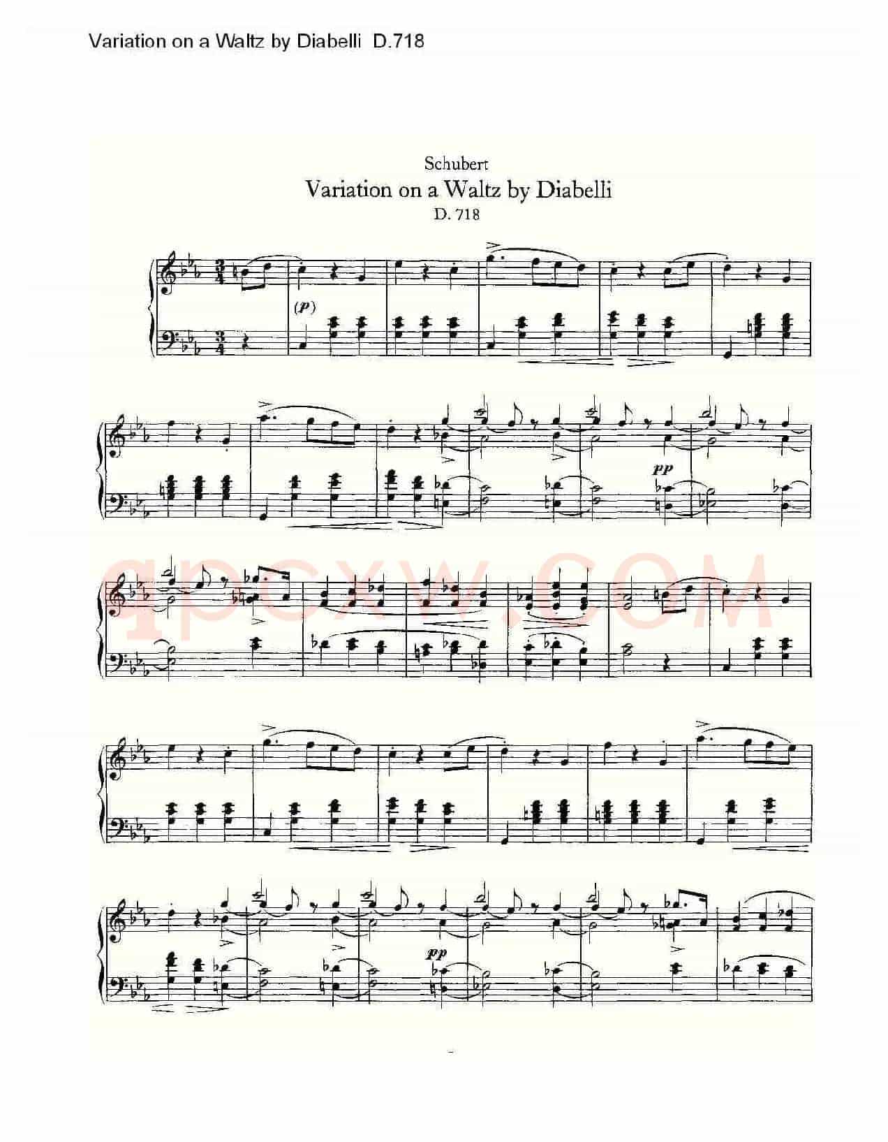Variation on a Waltz by Diabelli D.718（Diabelli华尔）