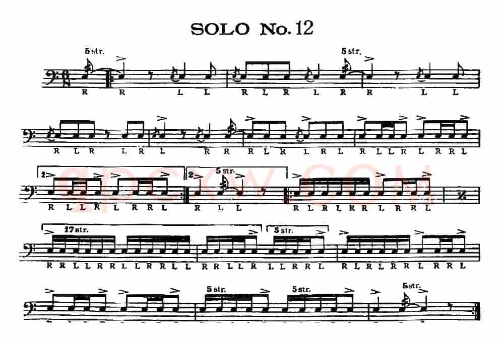 美国军鼓 SOLO No.11-15（爵士鼓谱）