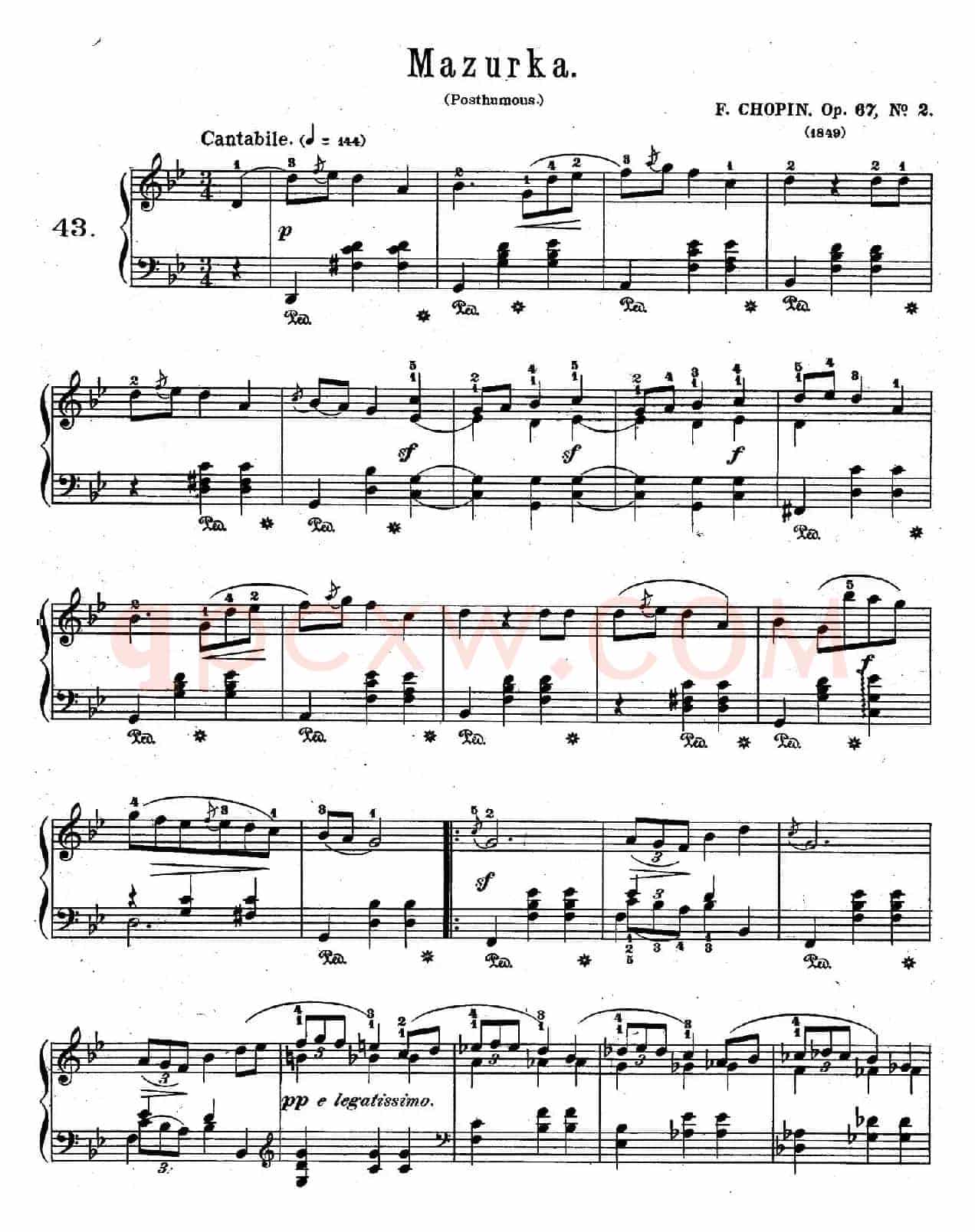 Quatre Mazurkas Op.67 Op.2（4首玛祖卡舞曲·2）