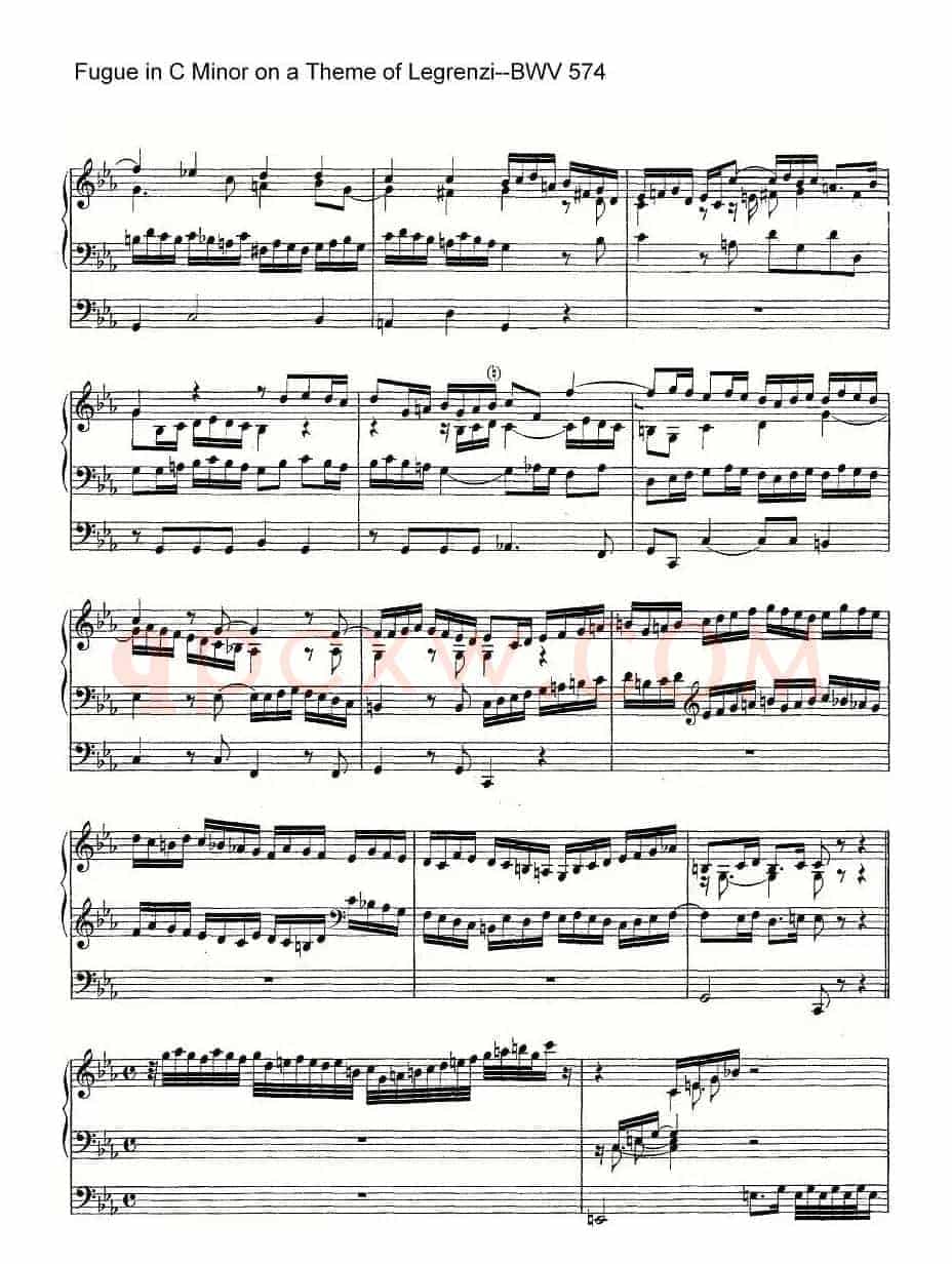 Fugue in C Minor on a Theme of Legrenzi--BWV 574（管风琴谱）