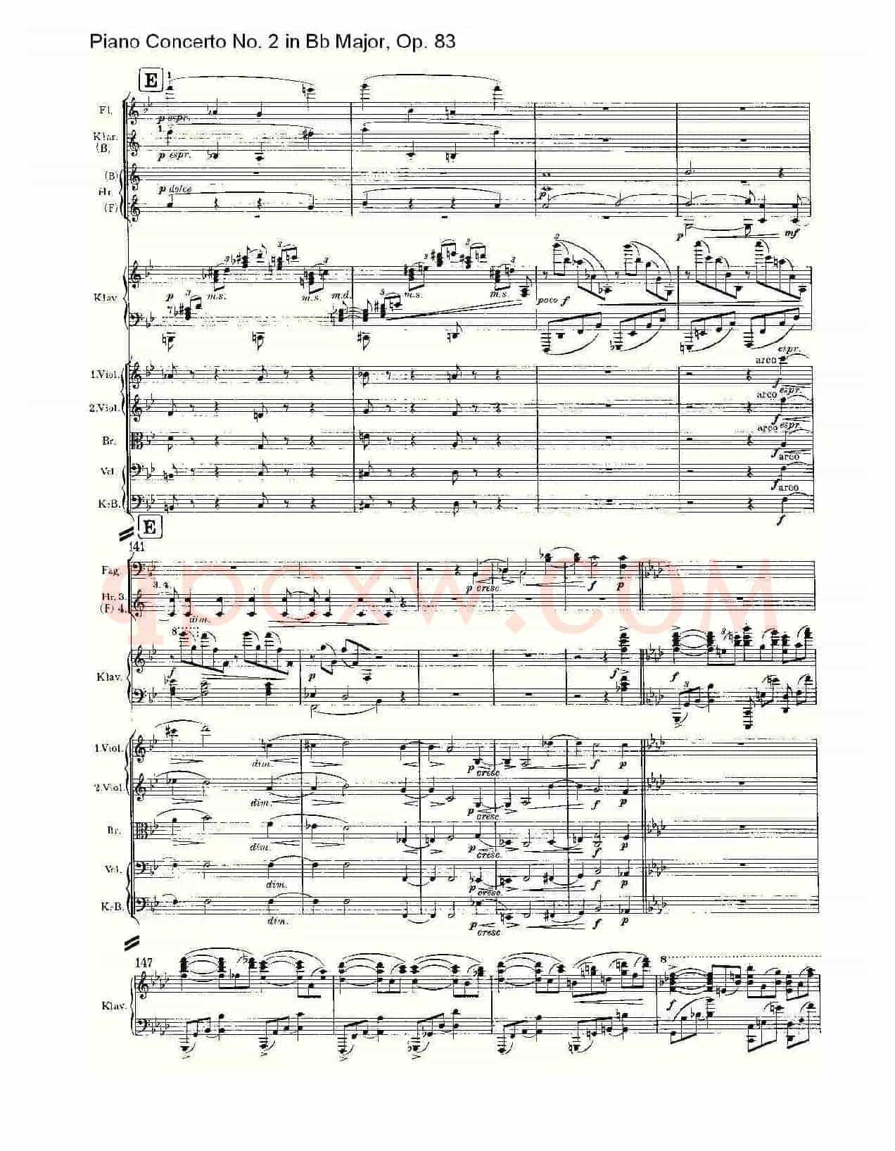 Bb大调钢琴第二协奏曲, Op.83第一乐章(一)