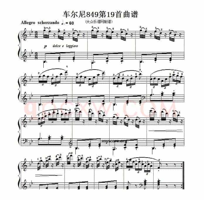 车尔尼(Czerny)849第19首曲谱及练习指导