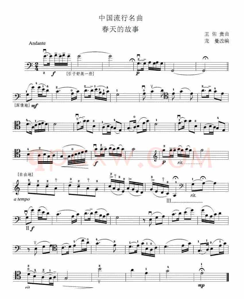 春天的故事（大提琴谱）