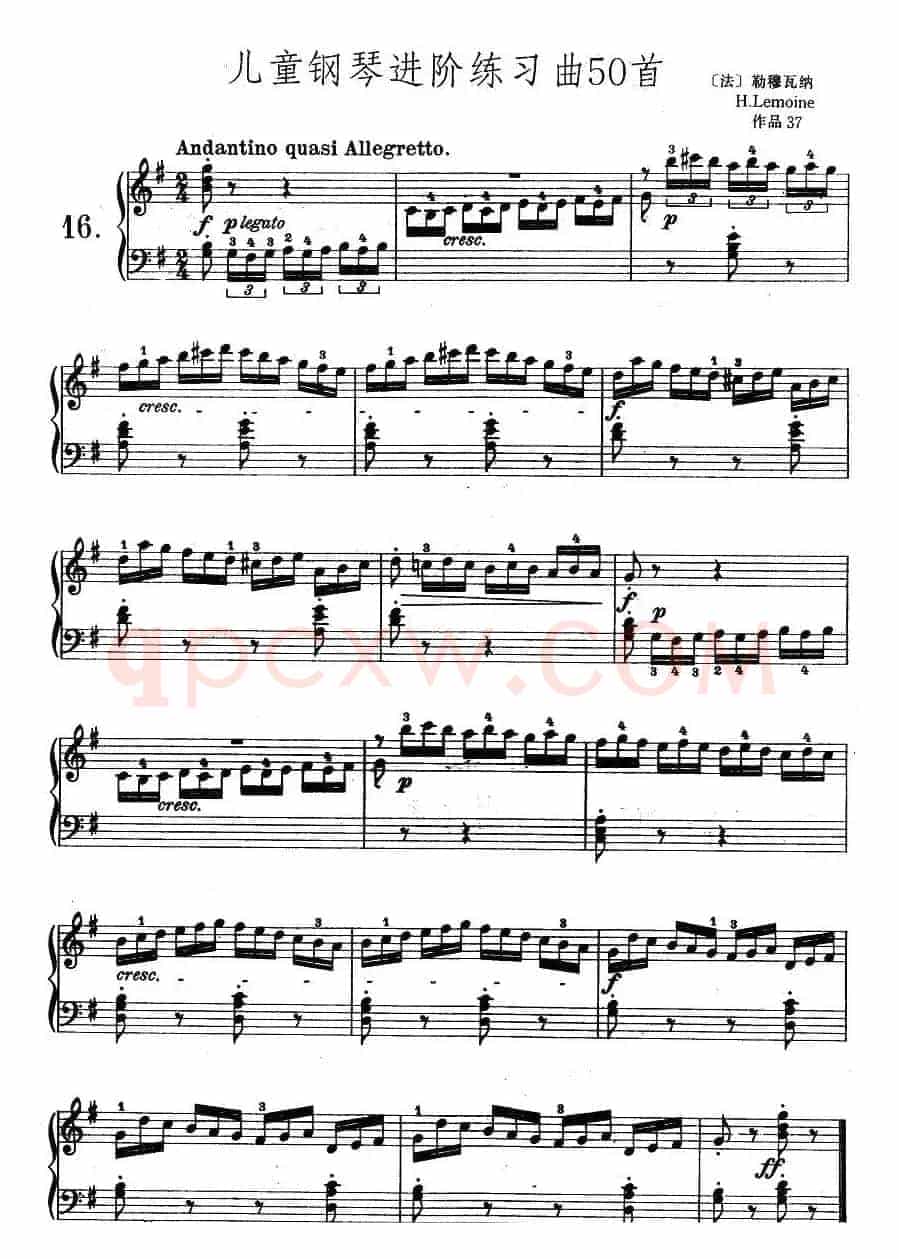 儿童钢琴进阶练习曲50首之16