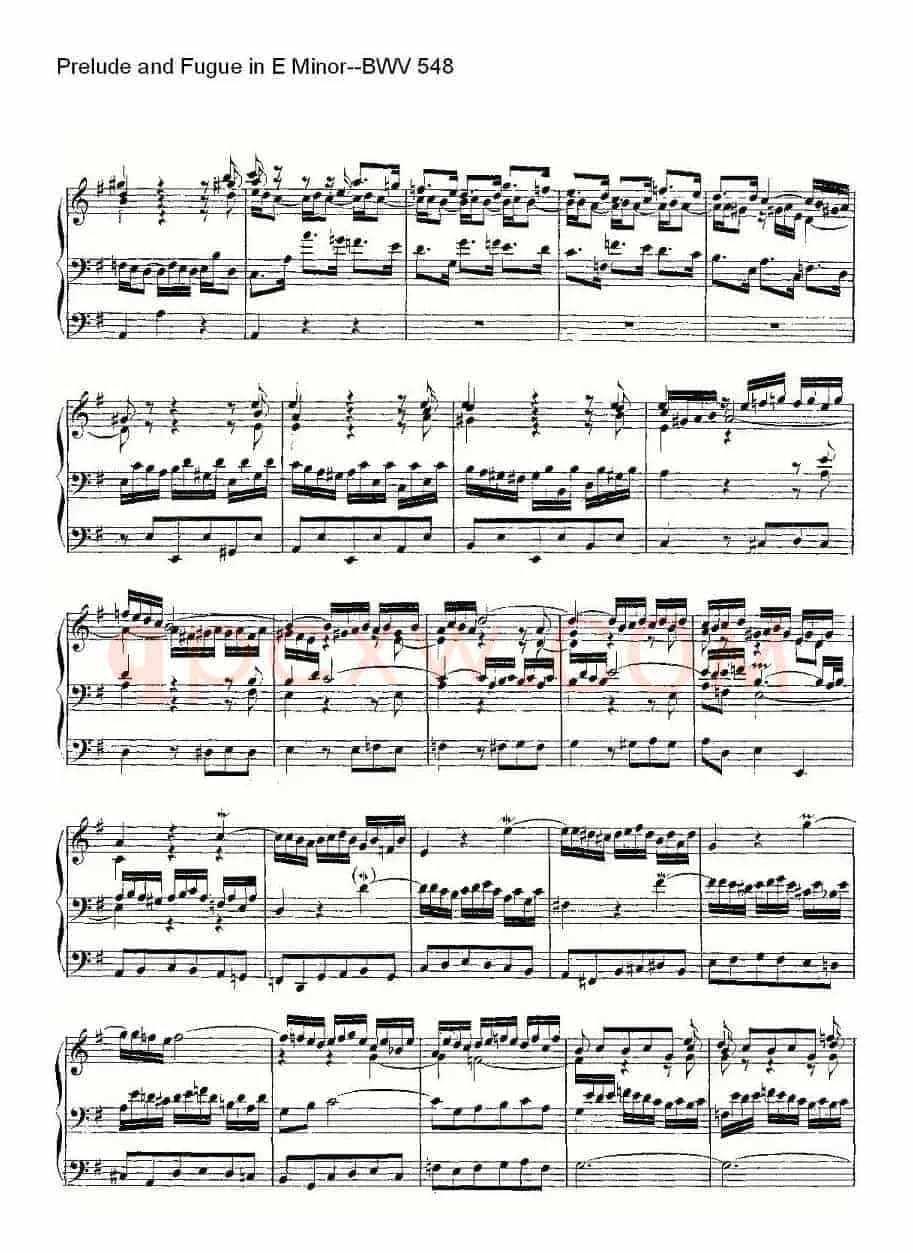 Prelude and Fugue in E Minor--BWV 548 (管风琴谱)
