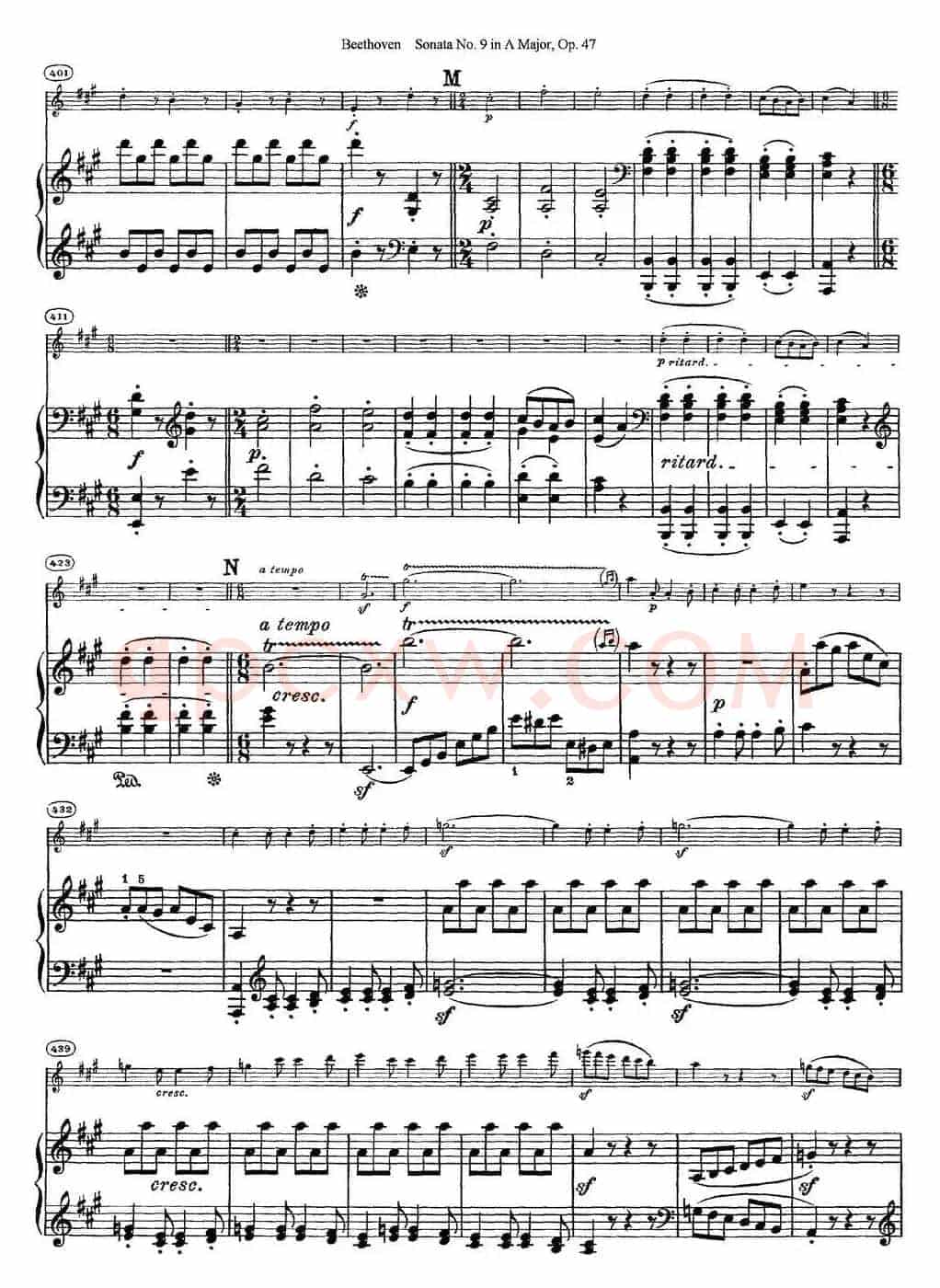 Violin Sonata No.9 in A Major Op.47（小提琴+钢琴伴奏）