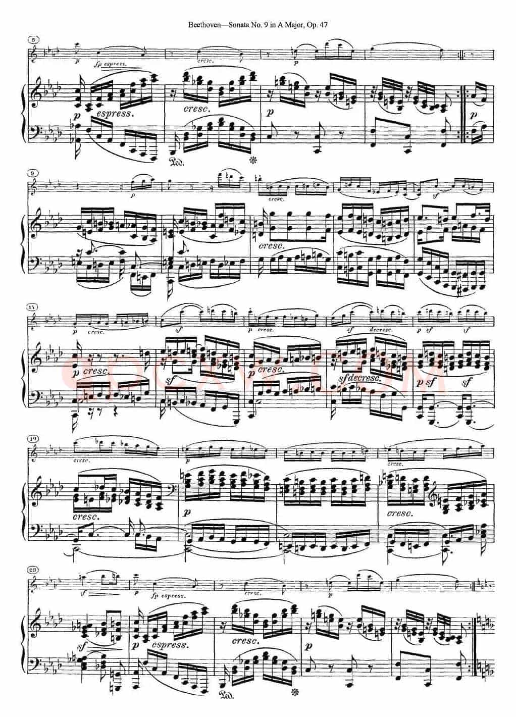 Violin Sonata No.9 in A Major Op.47（小提琴+钢琴伴奏）