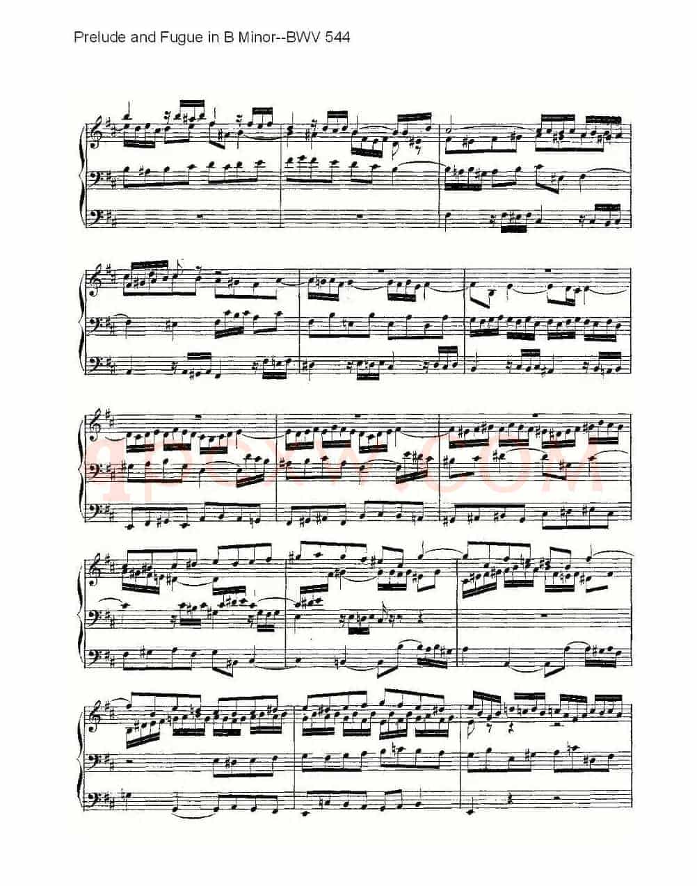 Prelude and Fugue in B Minor--BWV 544 (管风琴谱)