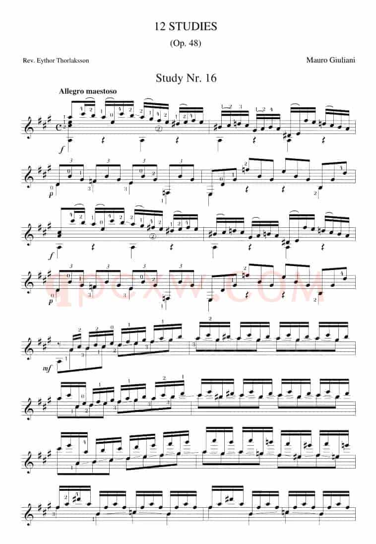Mauro Giuliani《12 Studies,Op.48》（STUDY 16）