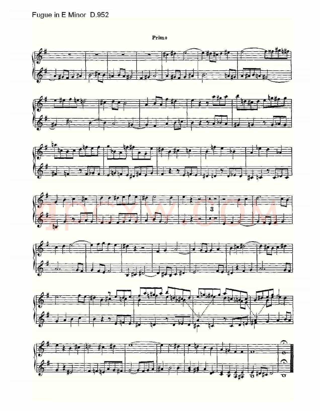 Fugue in E Minor D.952（E小调赋格曲 D.952）