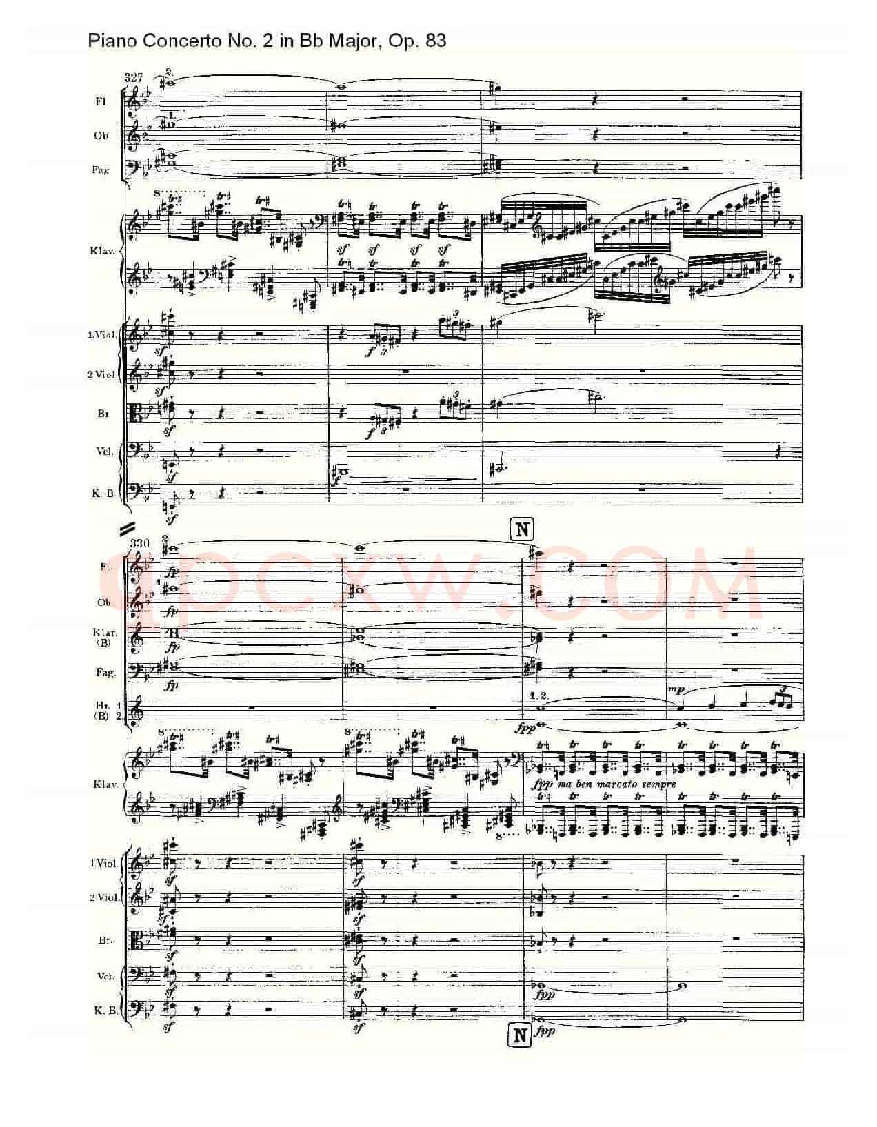 Bb大调钢琴第二协奏曲, Op.83第一乐章(二)