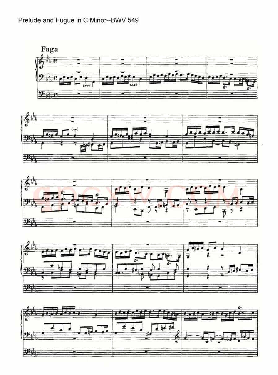 Prelude and Fugue in C Minor--BWV 549（管风琴谱）