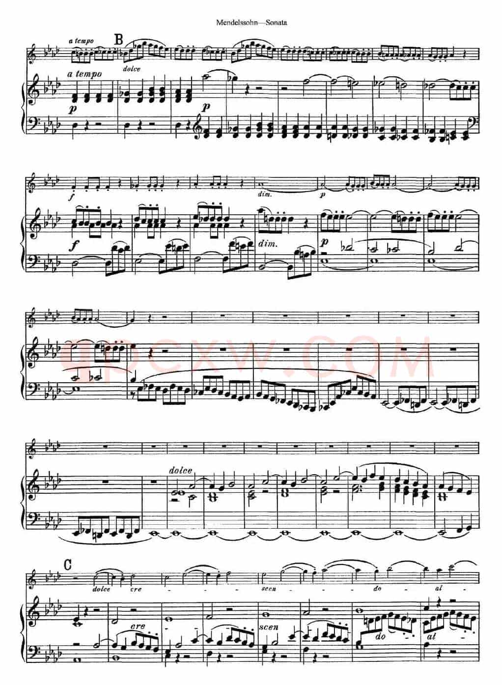 Mendelssohn Violin Sonata（小提琴+钢琴伴奏）